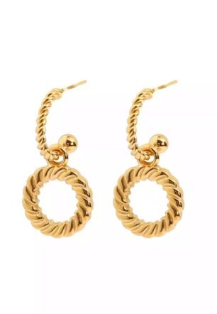 ARISTA GEOMETRIC REMOVEABLE TWISTED CIRCLE C SHAPE EARRINGS