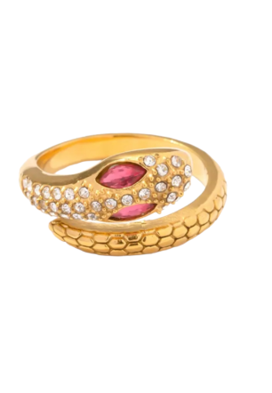 GOLD PINK BASIL SNAKE RING