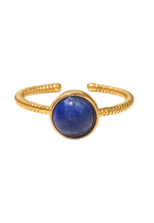 GOLD LAPIS LAZULI STONE BEAD RING